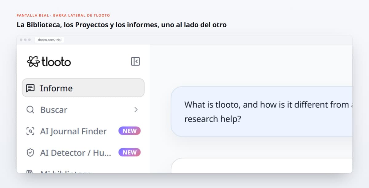 La Biblioteca, los Proyectos y los informes, uno al lado del otro