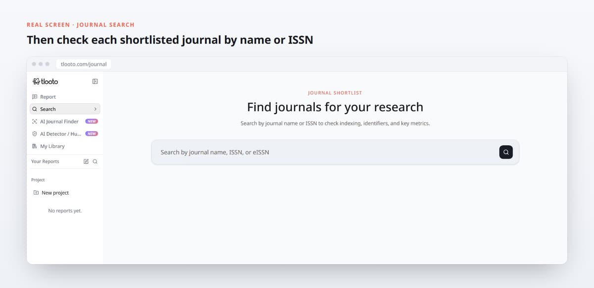 Then check each shortlisted journal by name or ISSN